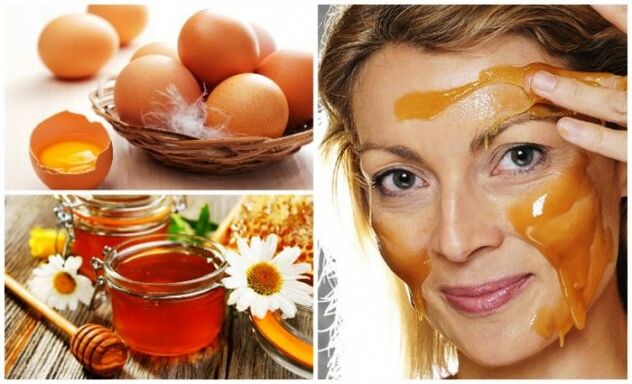 A mask of egg yolks and honey will help you tone the skin of the face. 